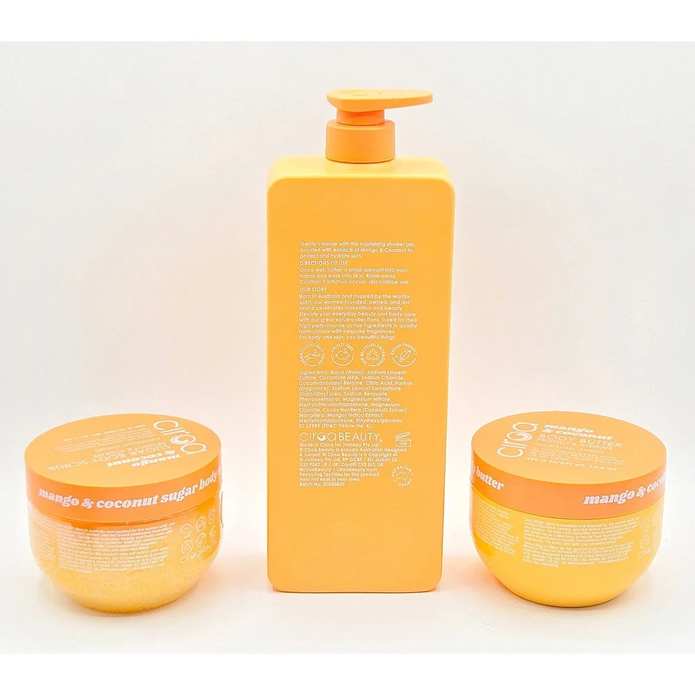 Ciroa Mango & Coconut 3pc Set - Protect & Hydrate Cleanser, Scrub, Butter